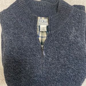 L.L. Bean Classic Ragg 100% Lambswool Flannel Lined Sweater